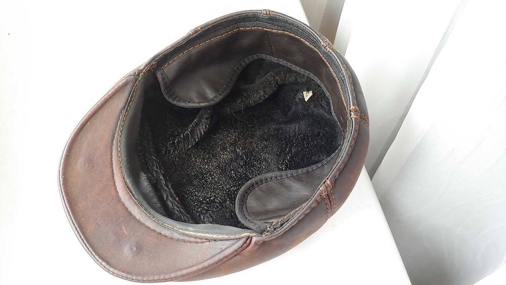 Кожаная мужская кепка, зимняя кепка, бу