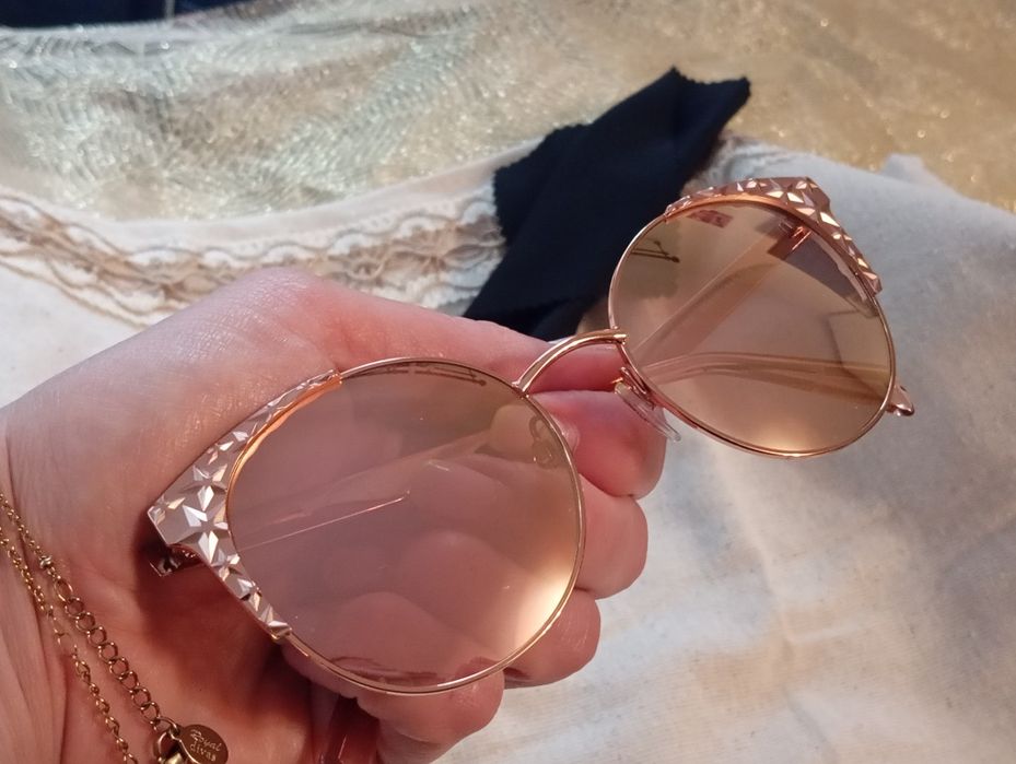 Just Cavalli nowe złote okulary kocie oko