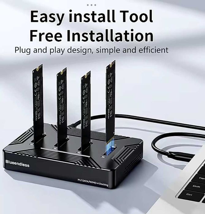 Blueendless 4-bay 32TB stacja dokująca do SSD M.2 NVMe+M.2 SATA Type-C