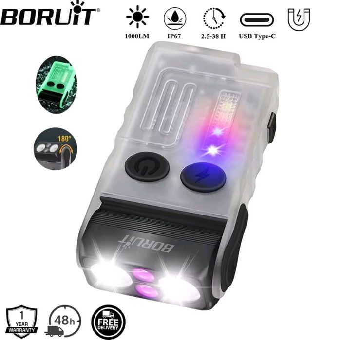 Міні-ліхтарик брелок BORUIT V3 EDC з зарядкою