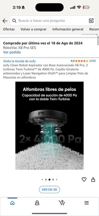 Eufy Clean X8 Pro com Base Autodescarregável - Twin-Turbine 4000Pa