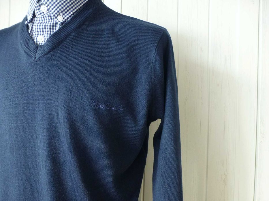 Pierre Cardin Męski sweter z wstawką z koszulą M