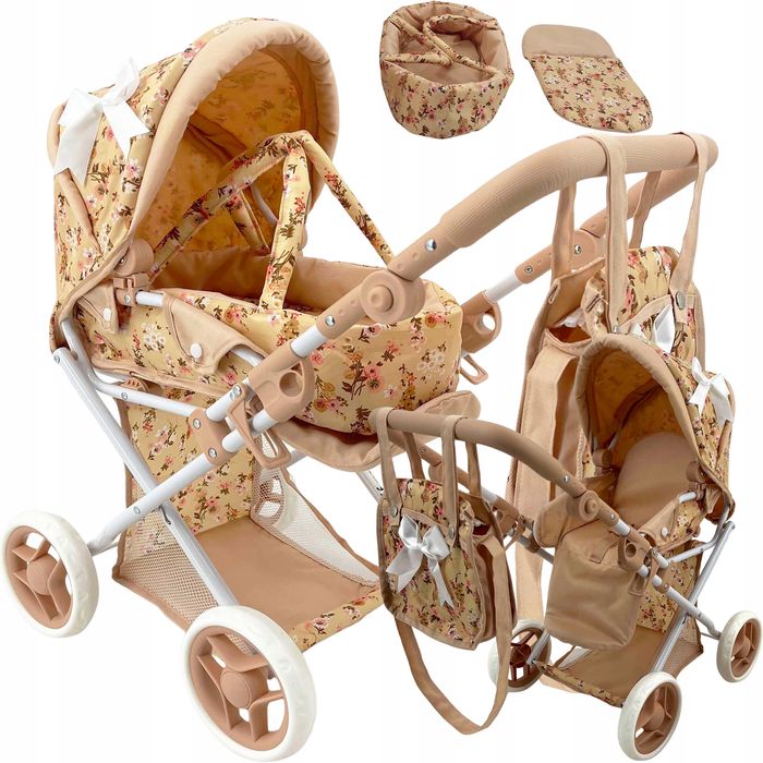 WÓZEK DLA LALEK GŁĘBOKI SPACERÓWKA GONDOLA 3w1 MarioToys TORBA POŚCIEL. MarioToys