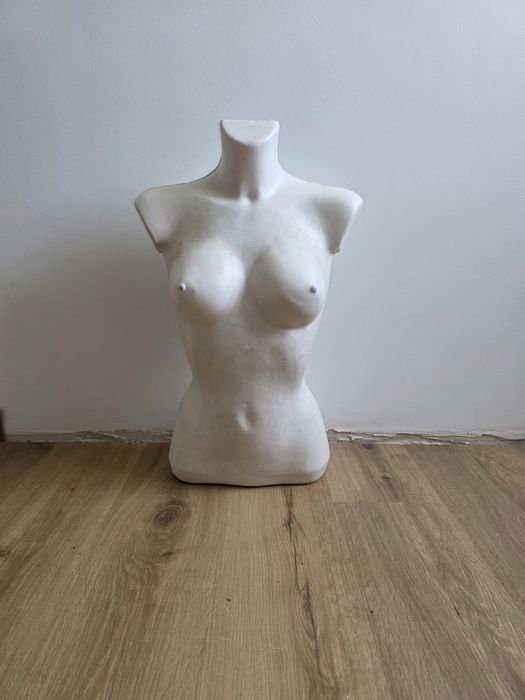 Manekin biały plastikowy ekspozytor na ubrania popiersie niski tors