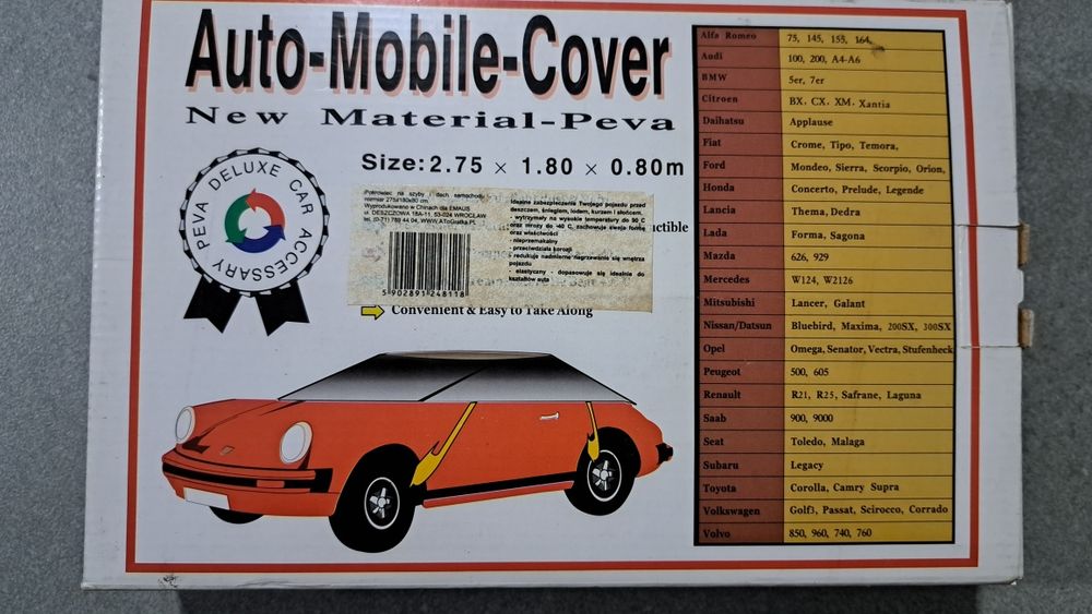Pokrowiec na szyby i dach  nowy na auto 2,75 x 1,8 x 0,8 m