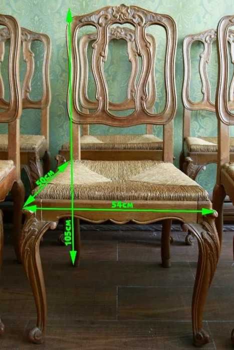 Стіл стільці 6 крісла комплект массив бук різьба луи чіпендеєл барокко