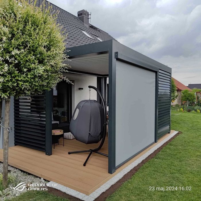 Pergola lamelowa zadaszenie tarasu ogród zimowy poliwęglan szkło 5 x 3