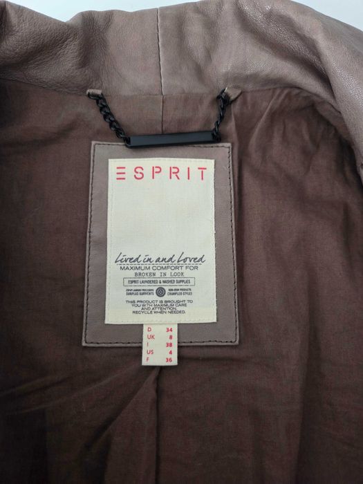 Kurtka skórzana Esprit kolor taupe rozmiar 34