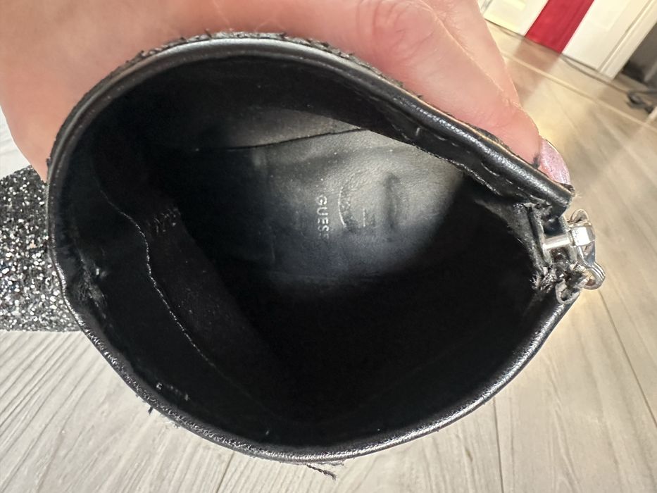 Guess botki brokatowe czarne srebrne cekiny 38 kowbojki