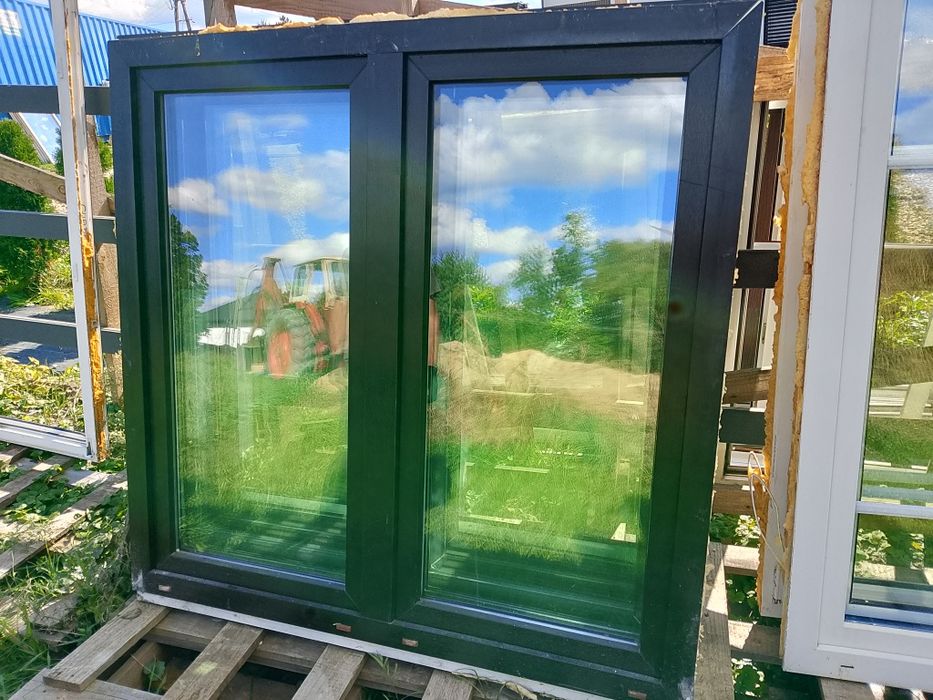 Okno 147x144 6szt palisander rozwierno uchylne plastikowe dwukwaterowe