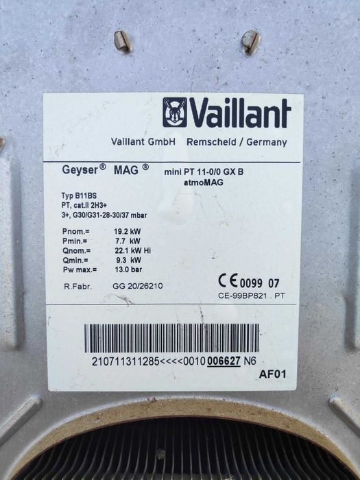Esquentador Ventilado Vaillant GX B (Gás Butano - 11 Litros)