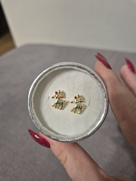 Kolczyki wkrętki świąteczne reniferki