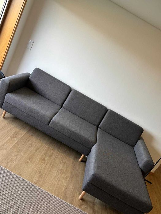 Sofá Cinzento 3 lugares Chaise Longue JISKY
