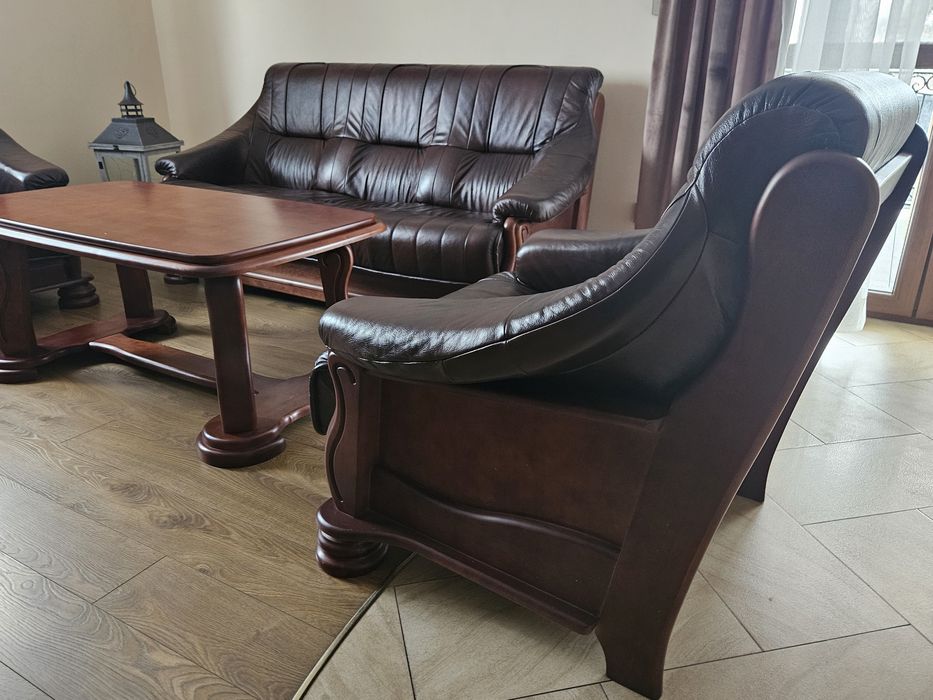 Komplet wypoczynkowy skórzany