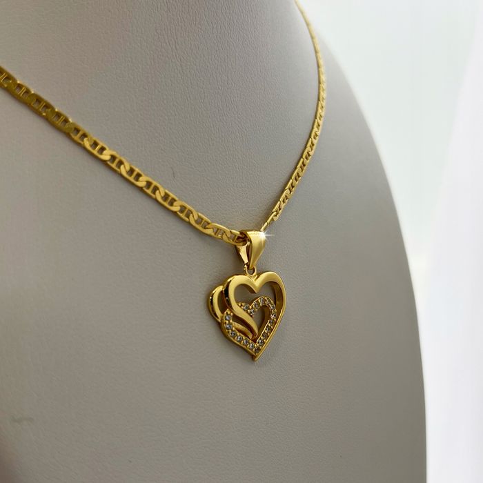 Złoty Łańcuszkek Z Serduszkiem 925/585 Prezent Dla Kobiety, Dziewczyny