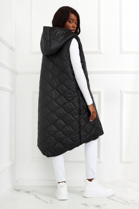 Kamizelka damska pikowana czerń nowość oversize