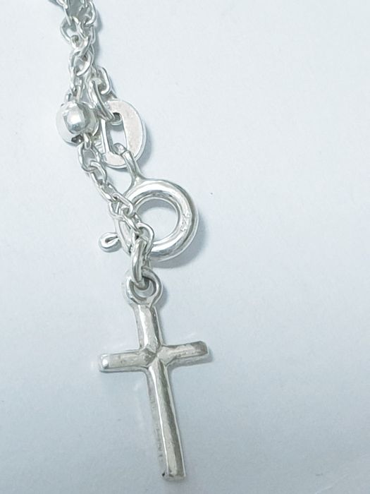 Lindo colar com pendente anjo e pulseira com cruz em prata portuguesa