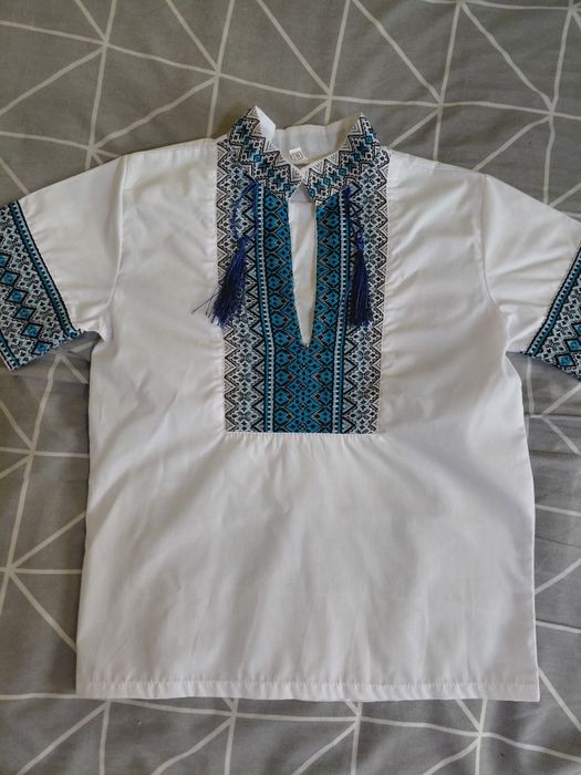 Біла вишиванка хлопчик 122-128-134р вышиванка рубашка мальчик 6-8 років