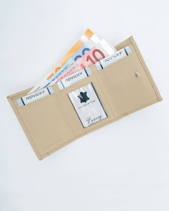 mały portfel damski na zatrzask ze skóry naturalnej - rovicky