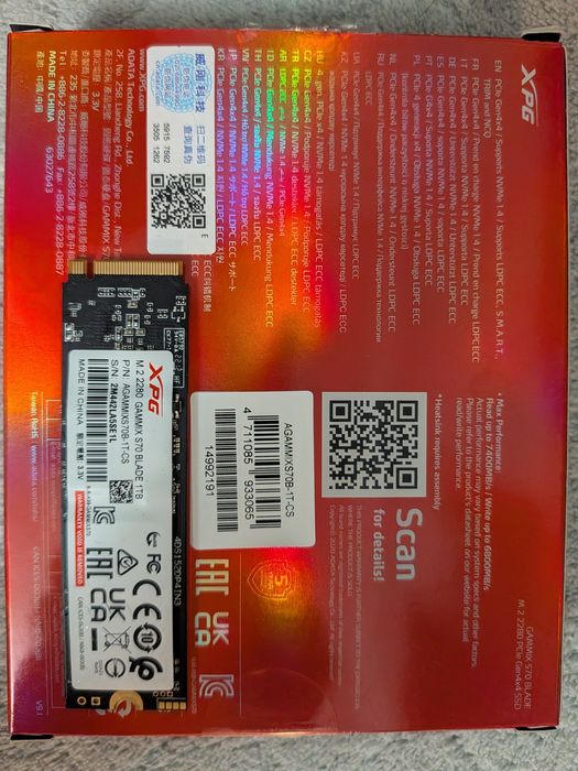 SSD для PS5 1Tb A-Data XPG GAMMIX S70 BLADE  +радіатор GLECGEAR EL-P5C