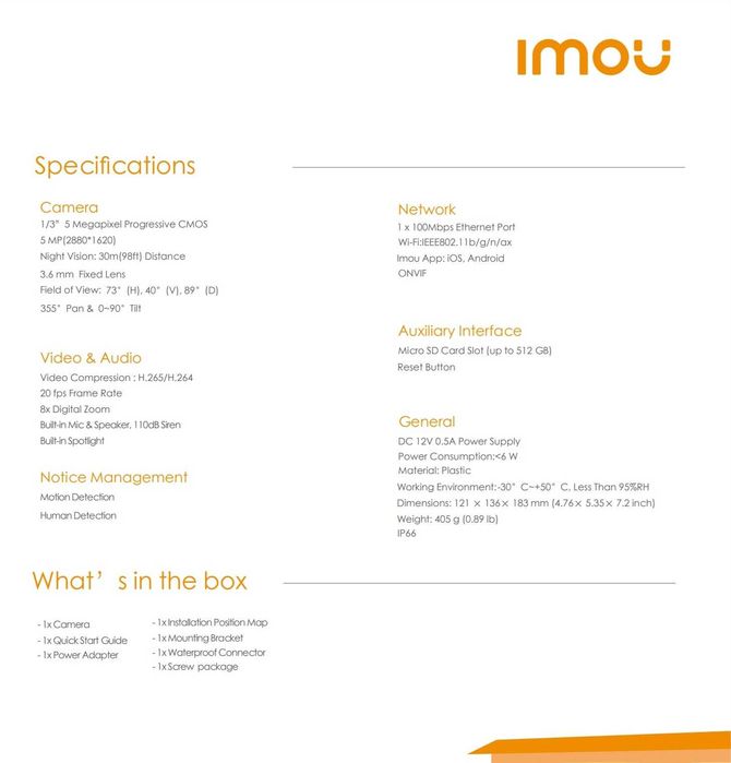 Поворотная WI-FI камера Imou Cruiser SE+ 5mp (IPC-K7CP-5H1WE)