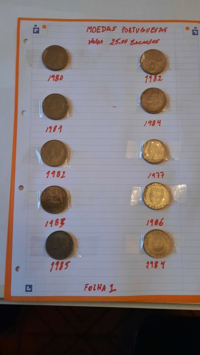10 Moedas de colecção de 25 escudos