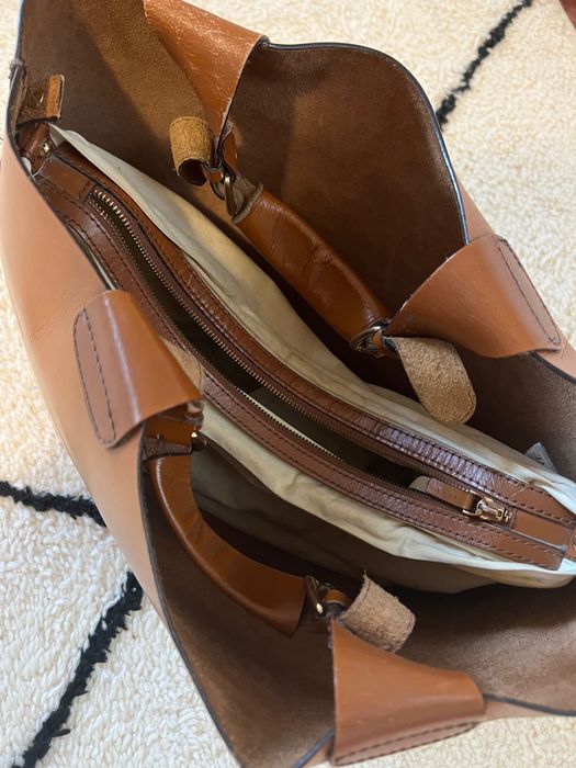 Shopper Zara skórzana torba ze skóry naturalnej