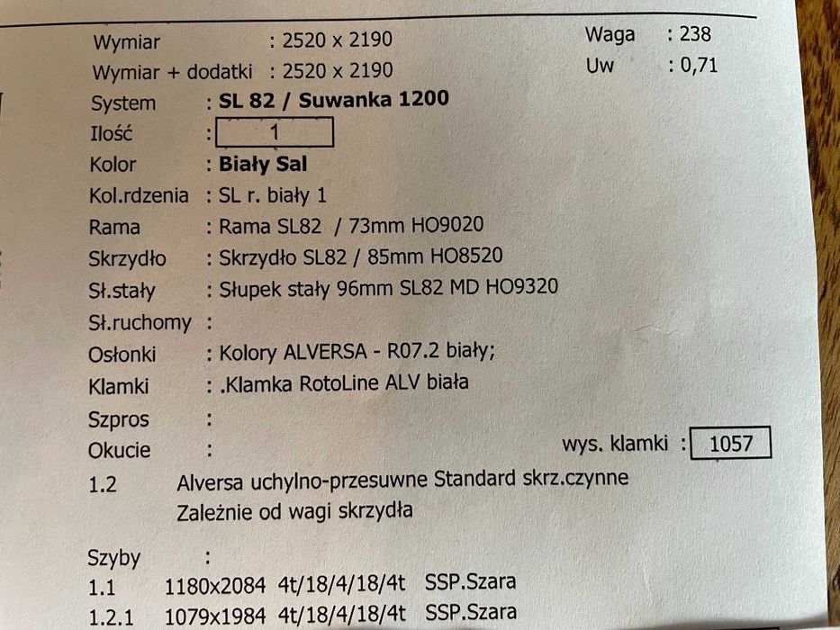 Drzwi tarasowe uchylno-rozsuwane białe, Nowe