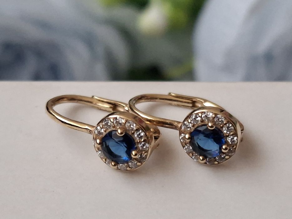 Kolczyki  na biglu,  srebro złocone pr.925