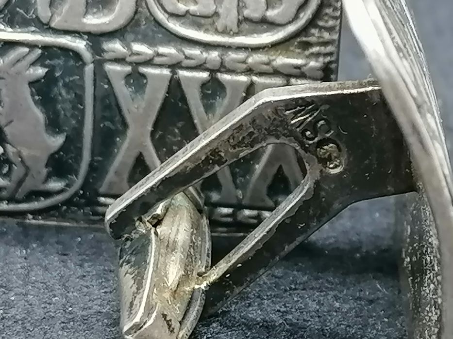 Stare Srebrne spinki do mankietów XXX PRL Srebro próby 3