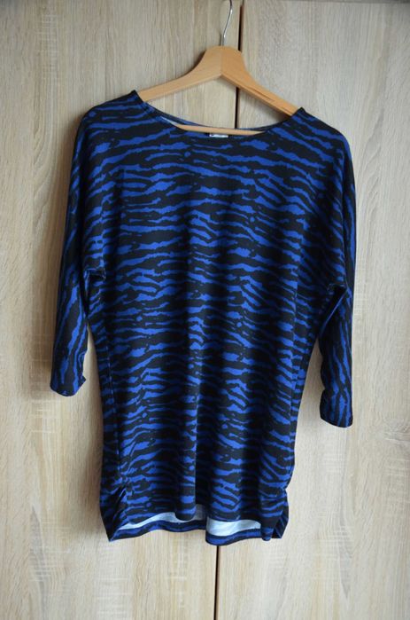 Bluzka z rękawem 3/4 wzór zebra niebieska czarna L M XL 40 42 38