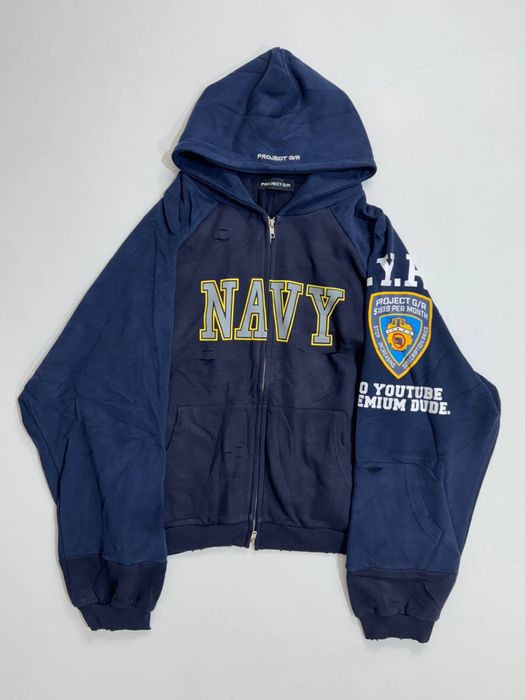 зип худи Project G/R NAVY deconstructed zip up