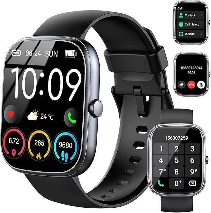 Smartwatch Czarny 110+ trybów sportowych fitness SpO2 Android iOS