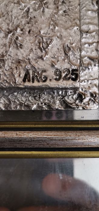 Quadro em PRATA ARG 925 - Mãe de Jesus, com moldura em talha de madeir