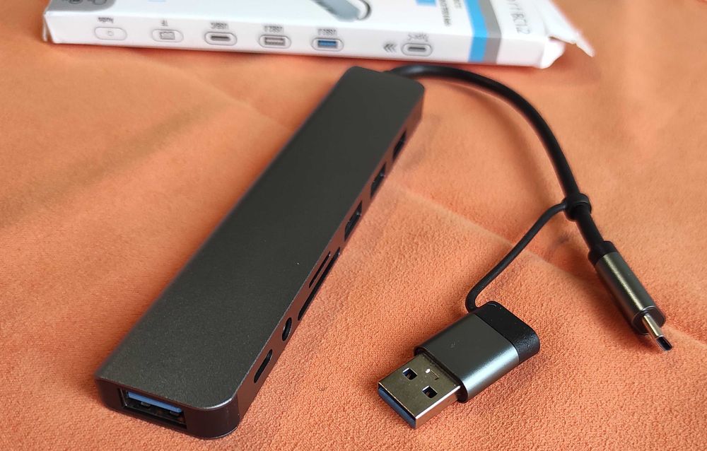 USB-хаб Type C/USB3.0 -> 5xUSB+Cardreader microSD+SD/MMC+audio карта