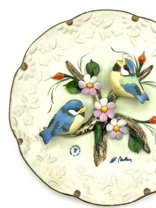 Prato com passarinhos porcelana campodimonte