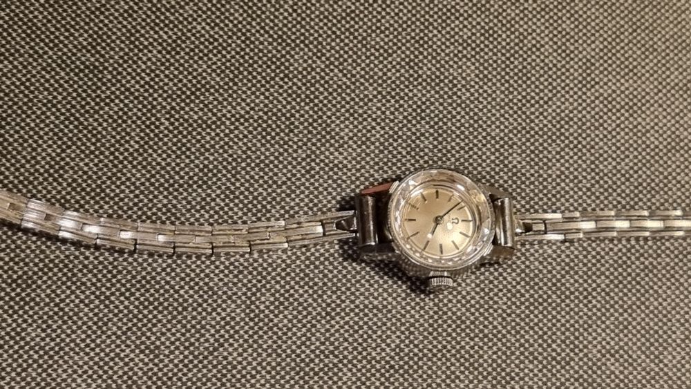 Omega Silver Dial Cut Glass Antique