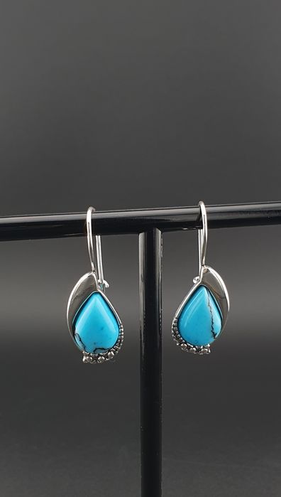 Wisior zawieszka duży srebrny pr.925 z turkusem