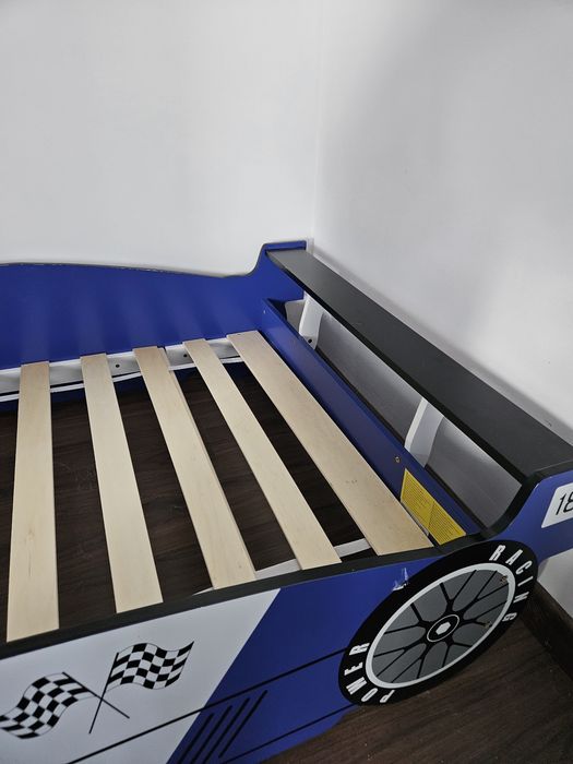Cama carro de corrida para crianças 90x200 cm Azul