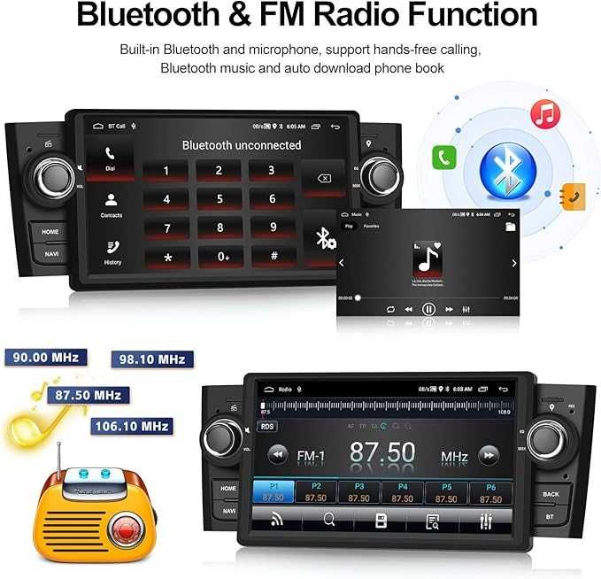 2/64GB CAMECHO Android 13 radio z nawi FIAT Punto 05-09r Linea 07-11r