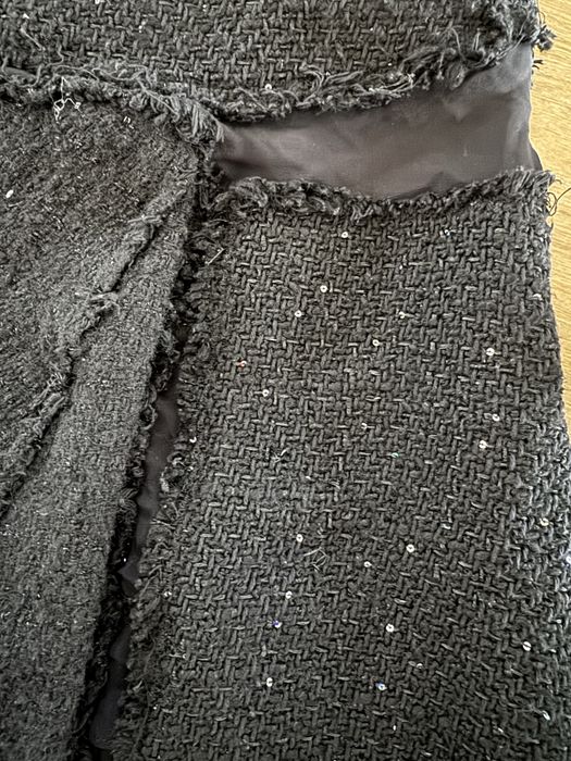 Tweedowa, czarna, krotka spodnica Zara L, kieszenie