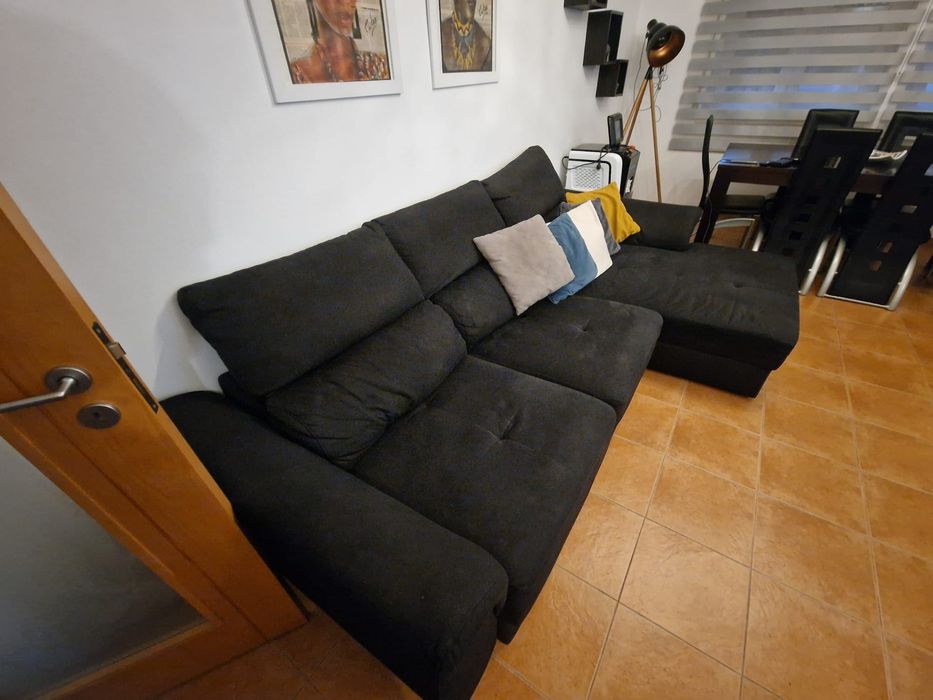 Sofá chaise long preto