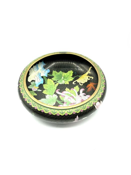 Taça cloisonné com flores
