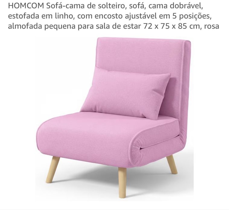 Sofá Cama Solteiro Rosa