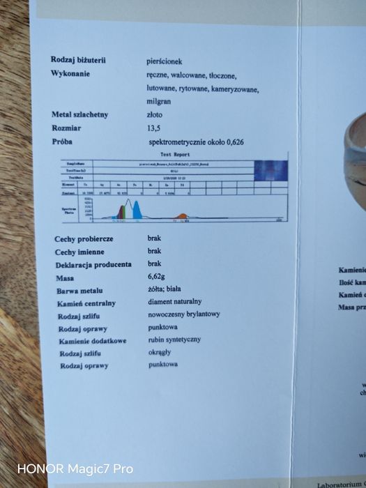 Pierścionek, złoto 14k, naturalny brylant 0,41 ct.