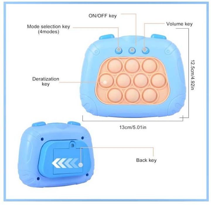 Gra zręcznościowa POP IT, antystresowa, 30 poziomów, kolor niebieski
