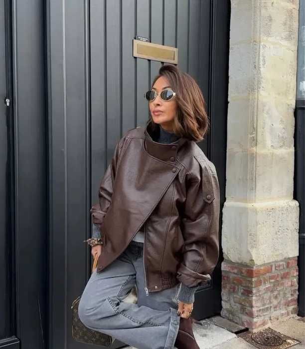 Трендова шоколадна куртка косуха Zara