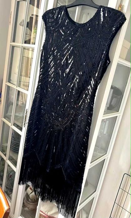 Elegancka sukienka RETRO lata 20 Gatsby, r. XL 42 karnawał Sylwester wesele przebranie