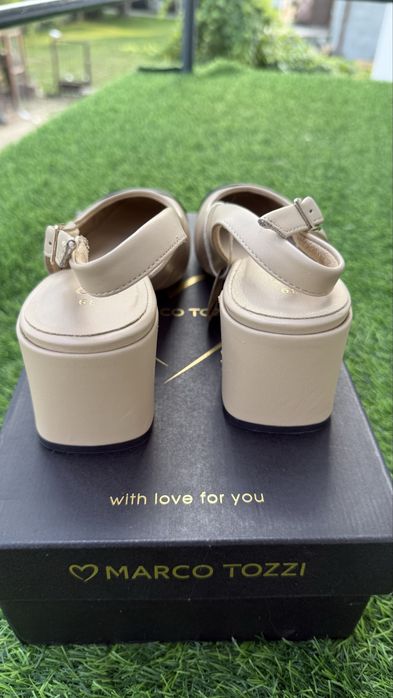 Marco Tozzi Czółenka Slingback Beżowo-Czarne 39