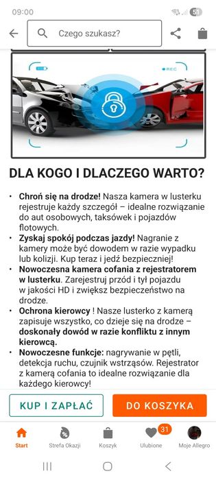 Wideorejestrator Kady Full HD z kamerą cofania